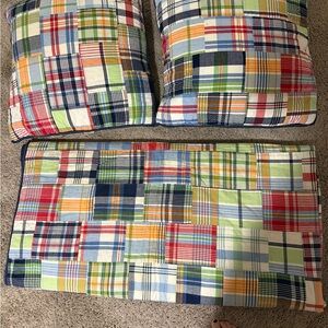Queen size Pottery Barn Kids Colorful Plaid Quilt Set
